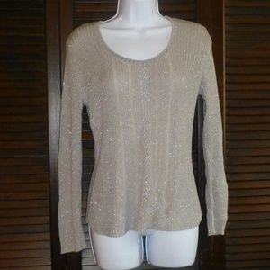 Axcess Gray Metallic Long Sleeve Sweater, M